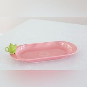 NORA FLEMING Fiesta Peony pink Bread Tray with mini teapot pitcher - NEW in box